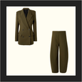 DOUBLE BREASTED COTTON BLAZER & ROUND PANTS