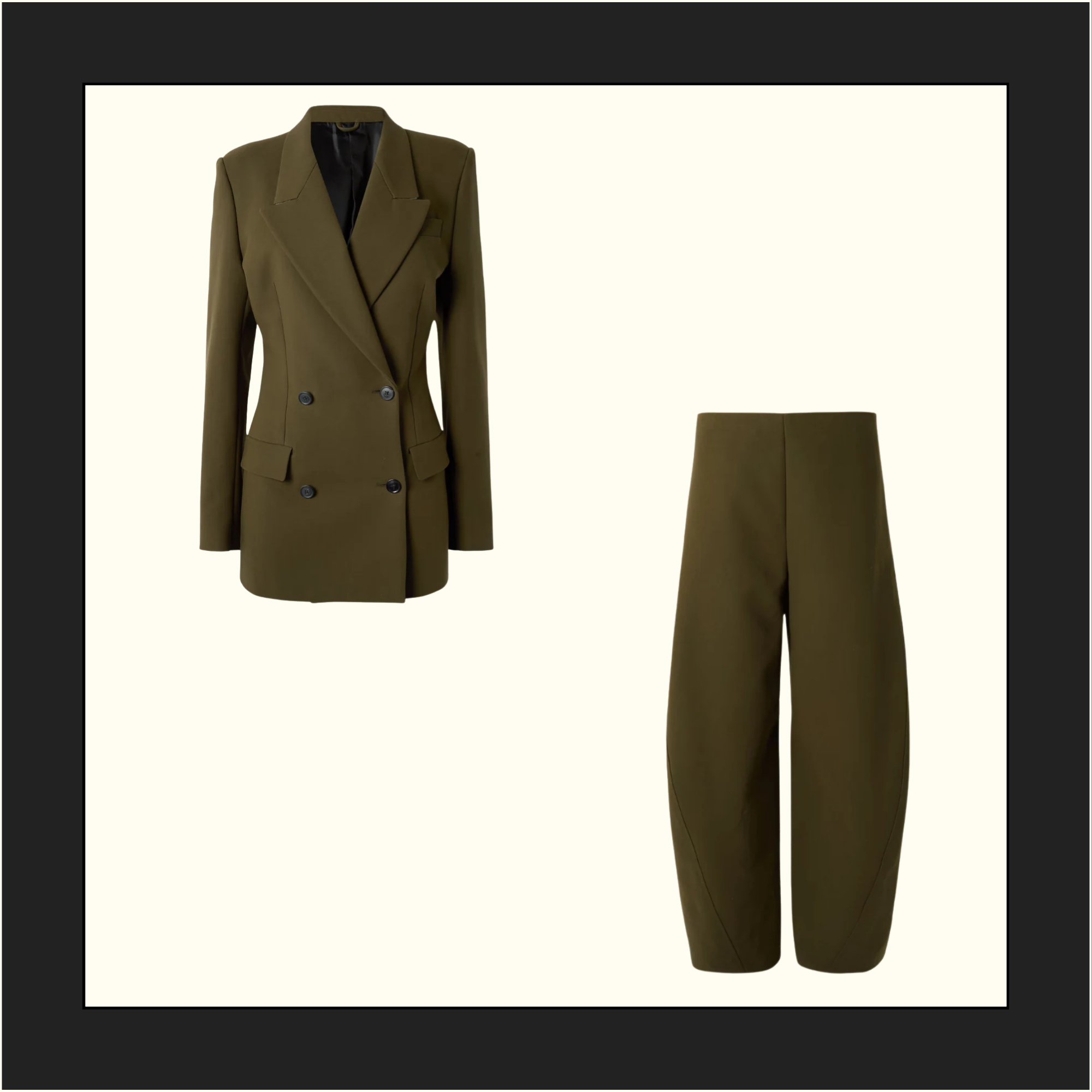 DOUBLE BREASTED COTTON BLAZER & ROUND PANTS