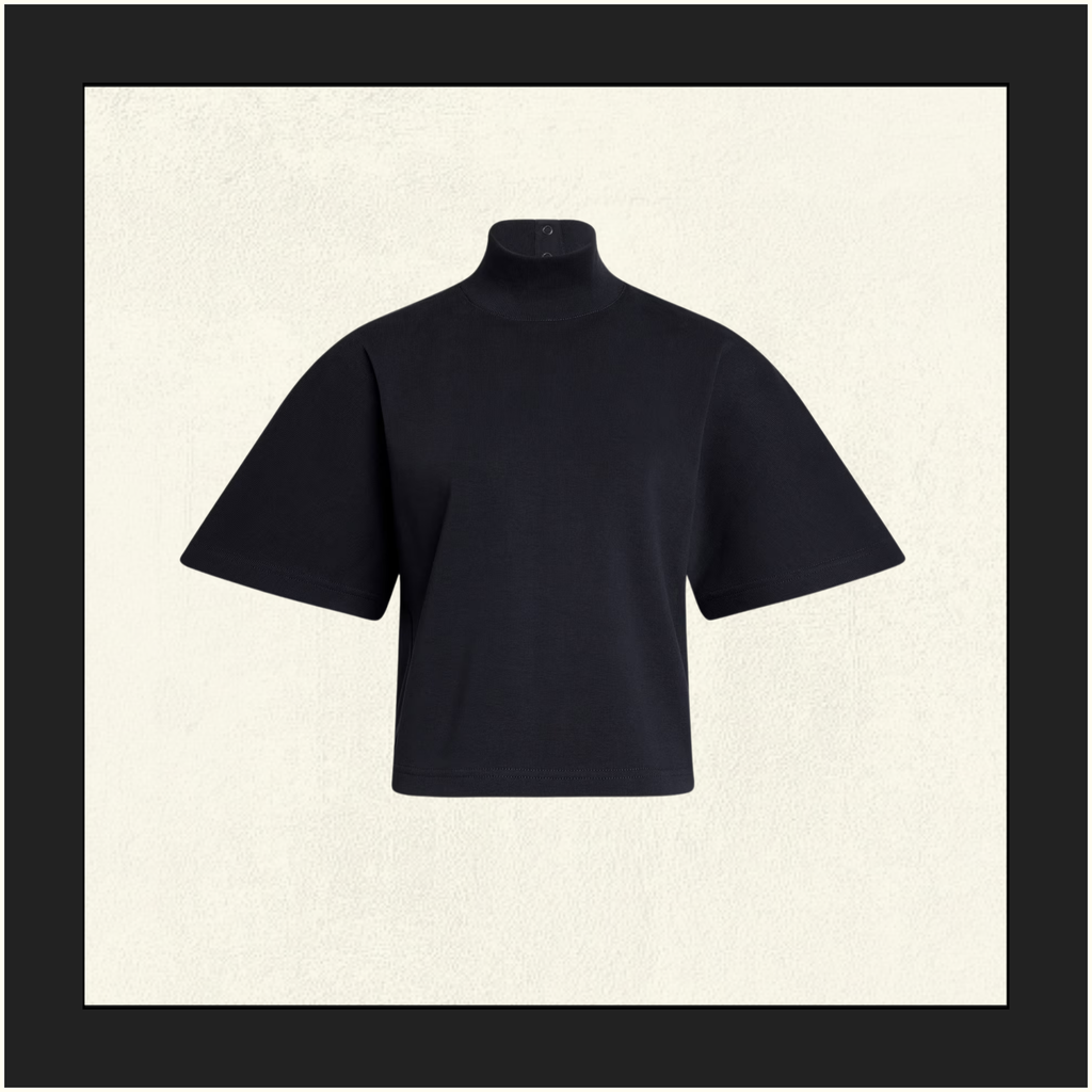 RIBBED COTTON HIGH NECK T-SHIRT