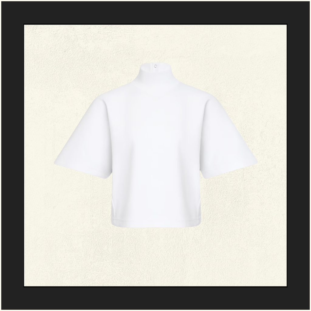 RIBBED COTTON HIGH NECK T-SHIRT