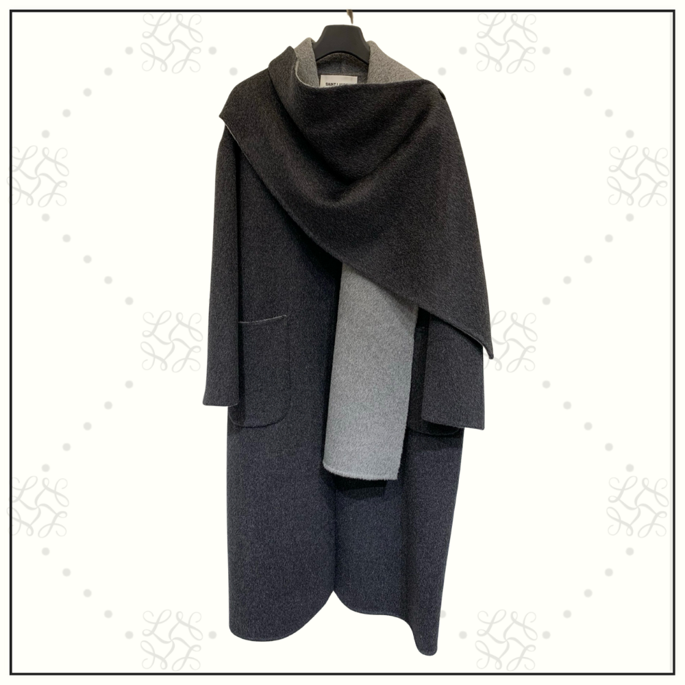 WOOL BLEND SCARF COLLAR COAT