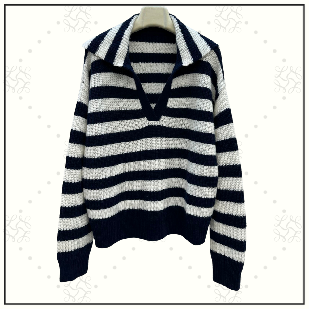 WOOL & CASHMERE STRIPE KNIT SWETER