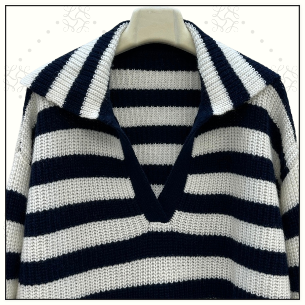 WOOL & CASHMERE STRIPE KNIT SWETER