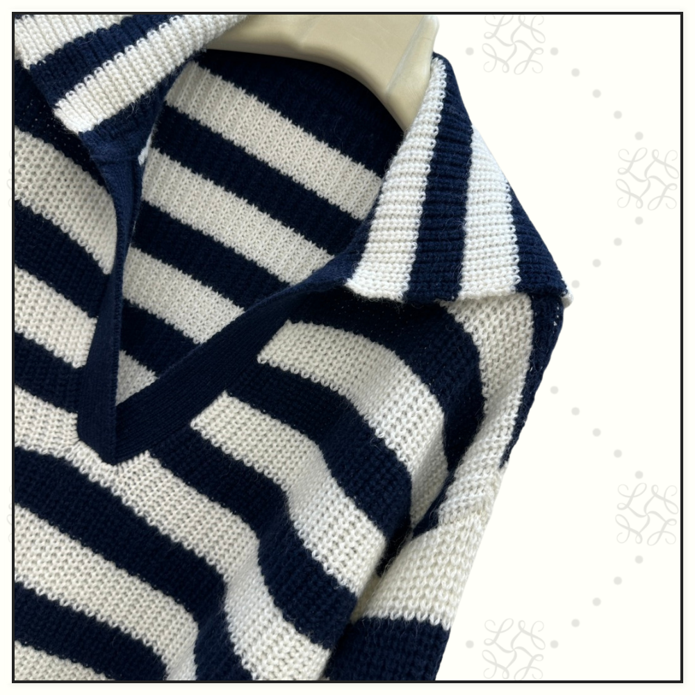 WOOL & CASHMERE STRIPE KNIT SWETER