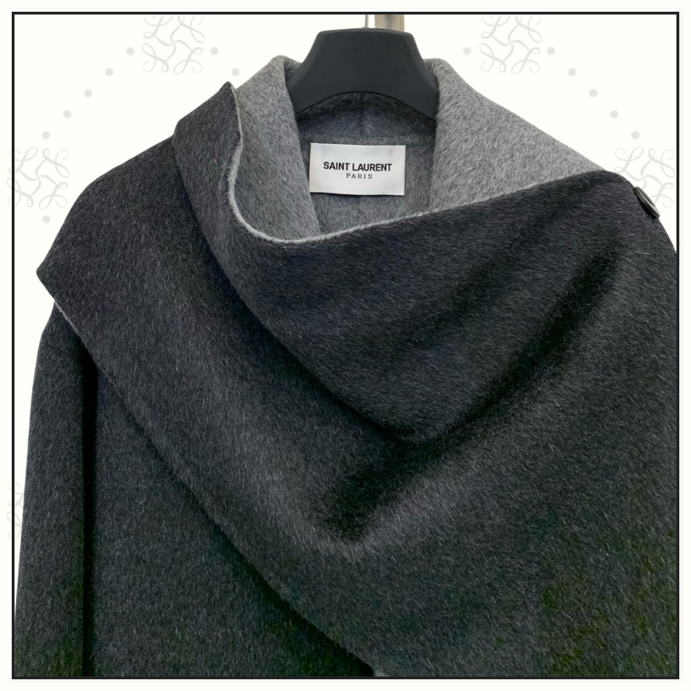 WOOL BLEND SCARF COLLAR COAT