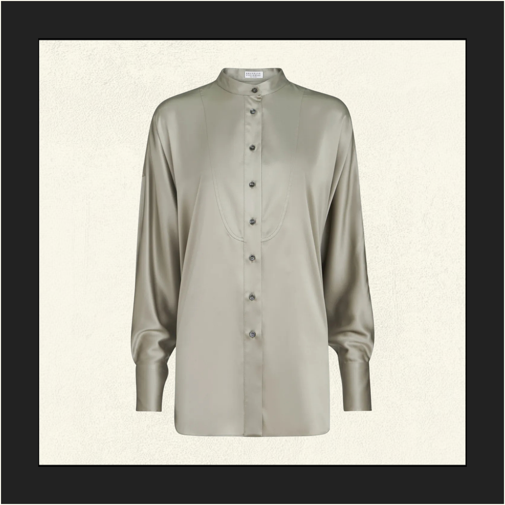 SILK MANDARIN COLLAR SHIRT