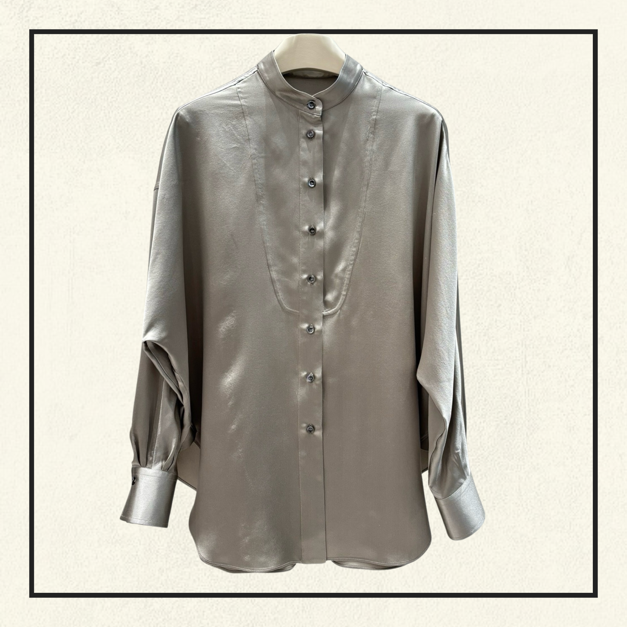 SILK MANDARIN COLLAR SHIRT