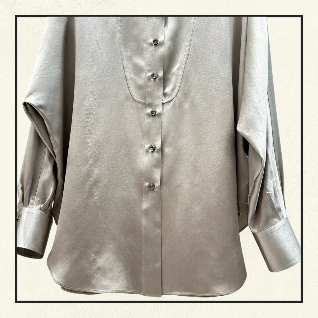 SILK MANDARIN COLLAR SHIRT