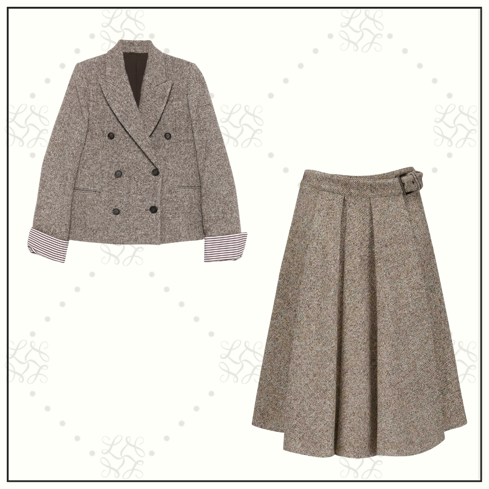 VIRGIN WOOL BLAZER & WRAP SKIRT