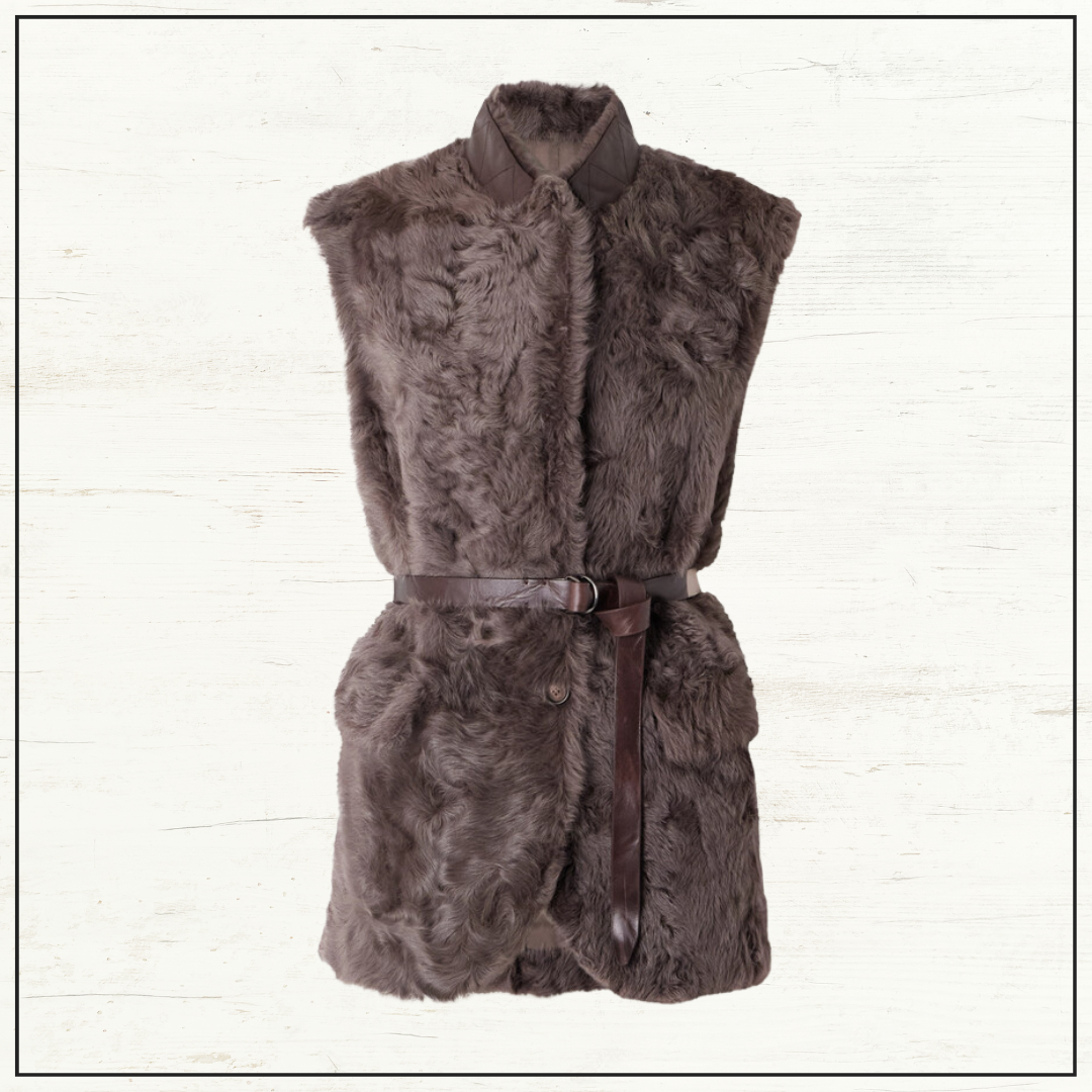 BELTED FAUX FUR VEST