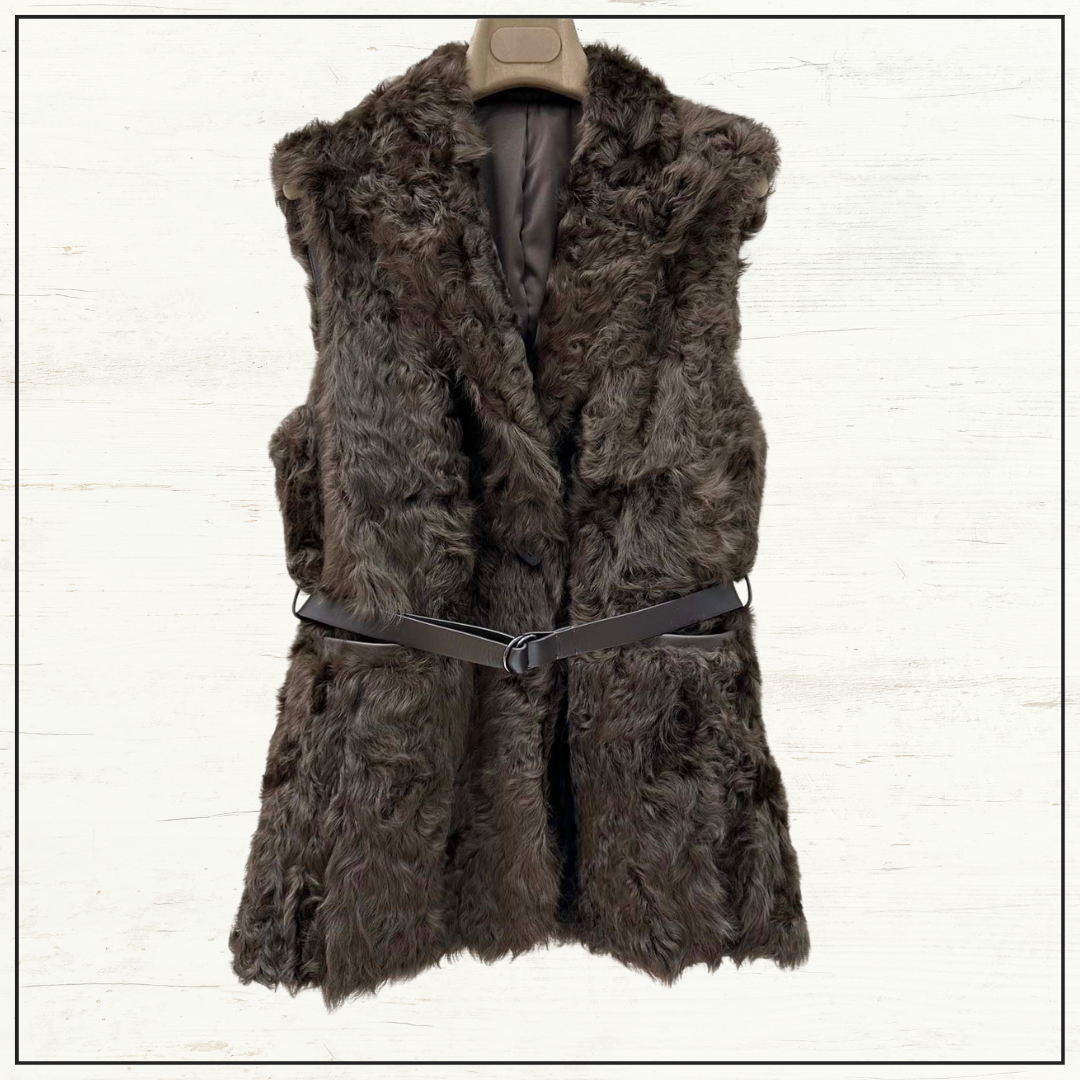 BELTED FAUX FUR VEST