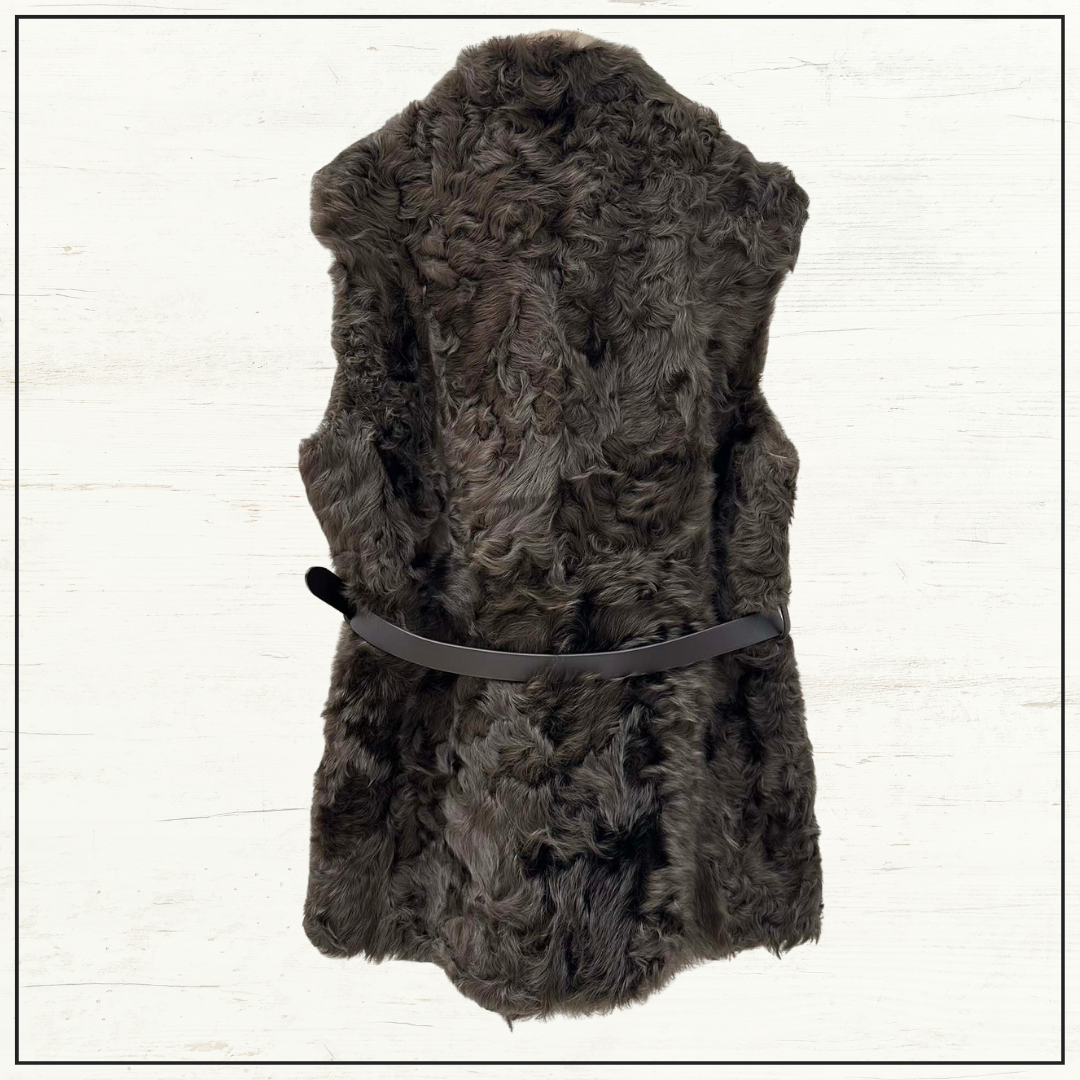 BELTED FAUX FUR VEST