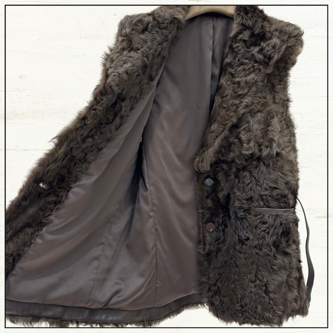 BELTED FAUX FUR VEST