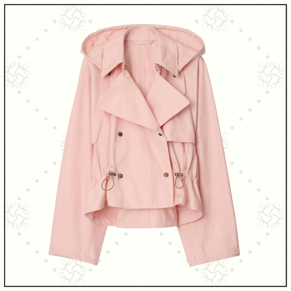 TROPICAL GABARDINE HOODED TRENCH JACKET