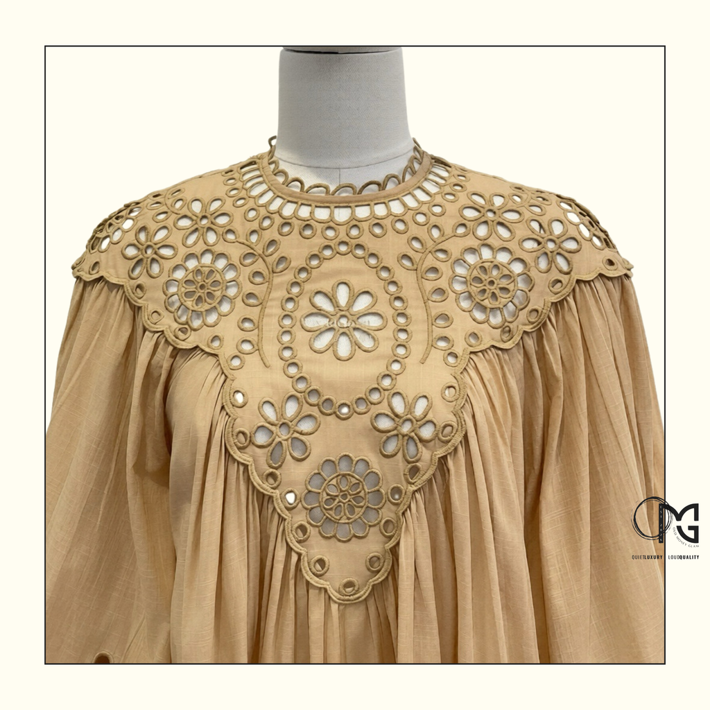 AWAKEN EMBROIDERED YOKE BLOUSE & KICK FLARE