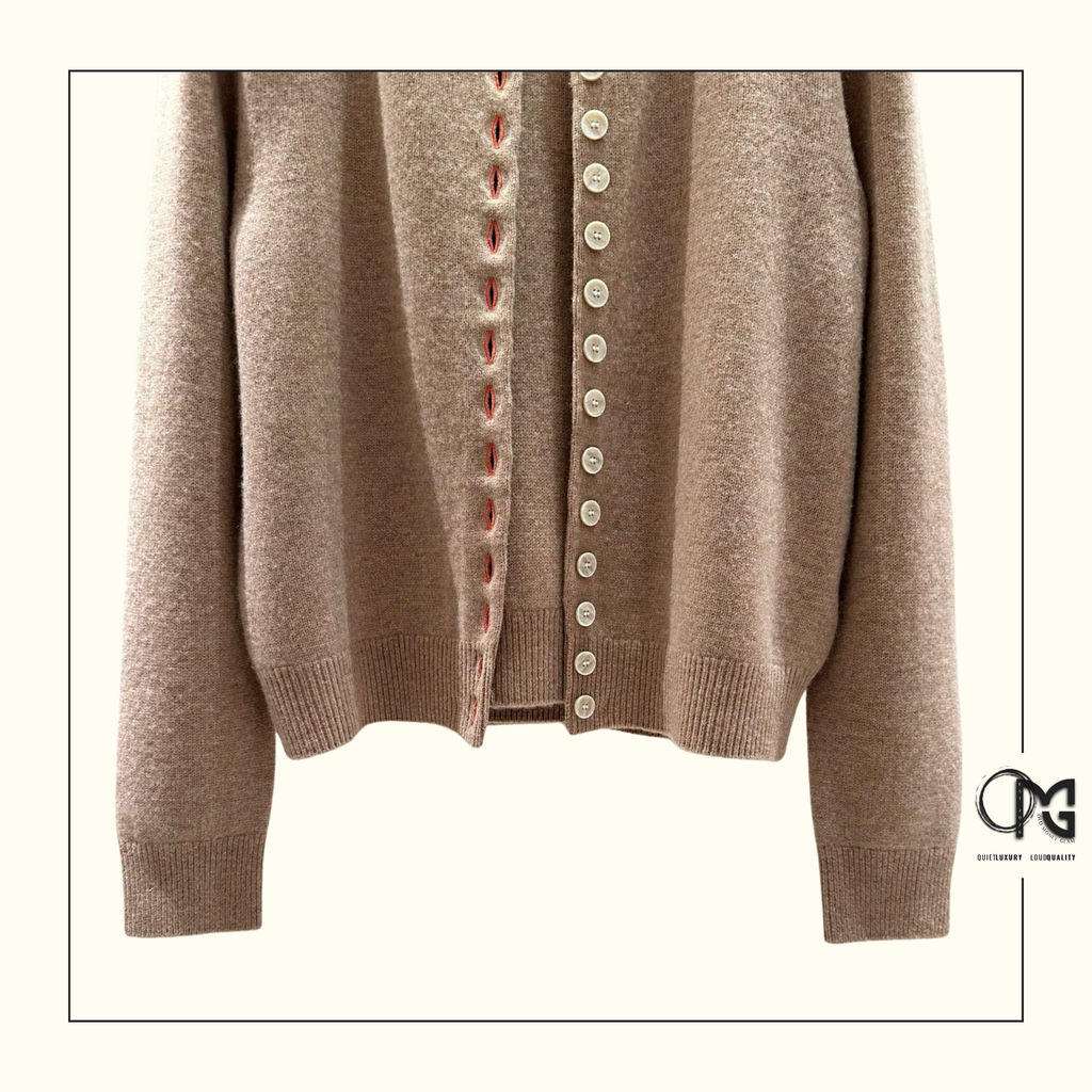CAMEL CASHMERE TWINSET CARDIGAN