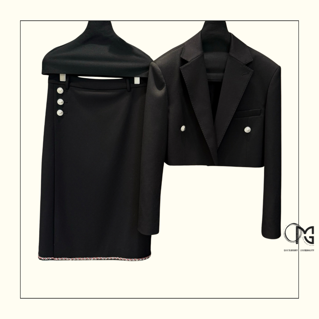 SILK GABARDINE JACKET & PENCIL SKIRT