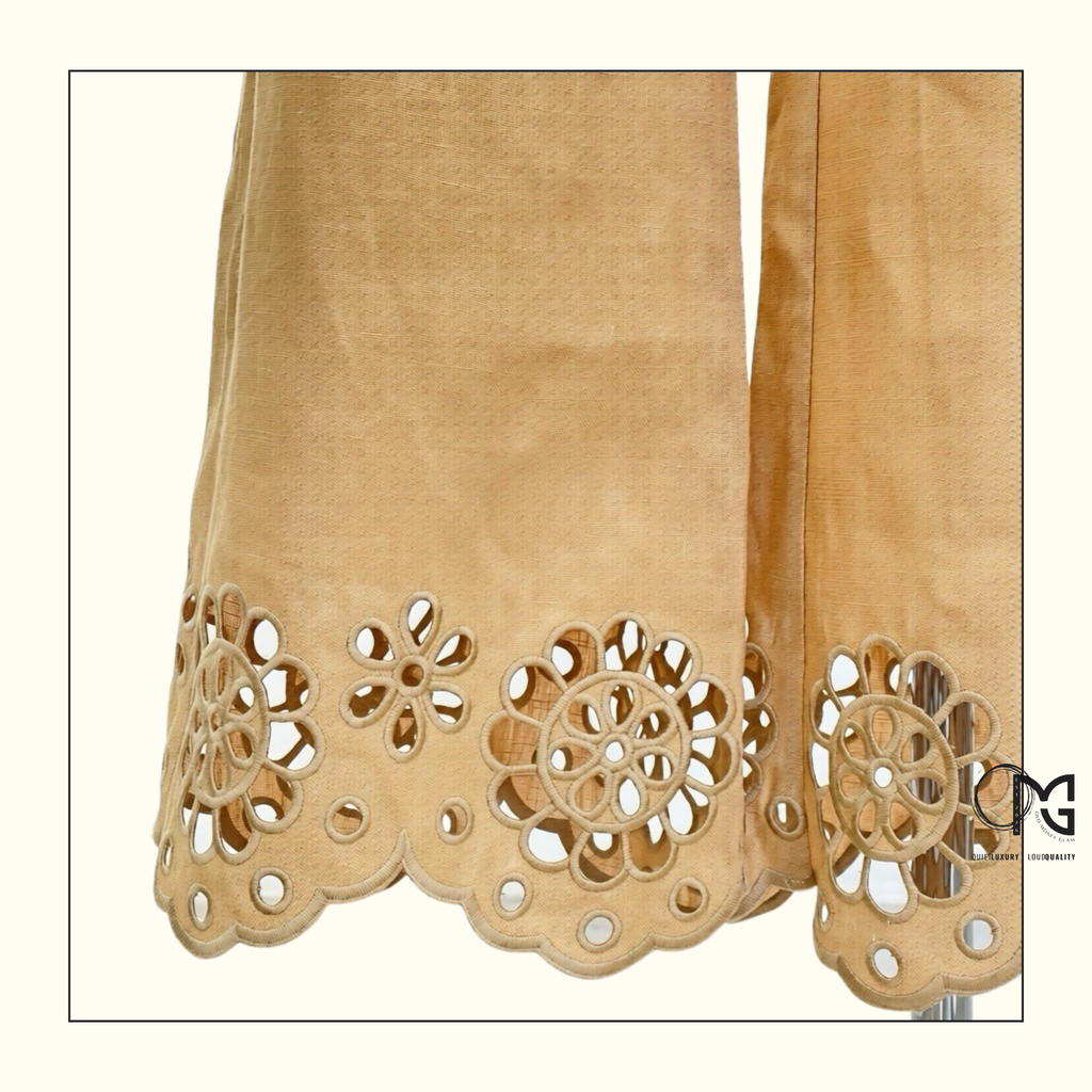 AWAKEN EMBROIDERED YOKE BLOUSE & KICK FLARE