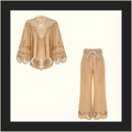 AWAKEN EMBROIDERED YOKE BLOUSE & KICK FLARE