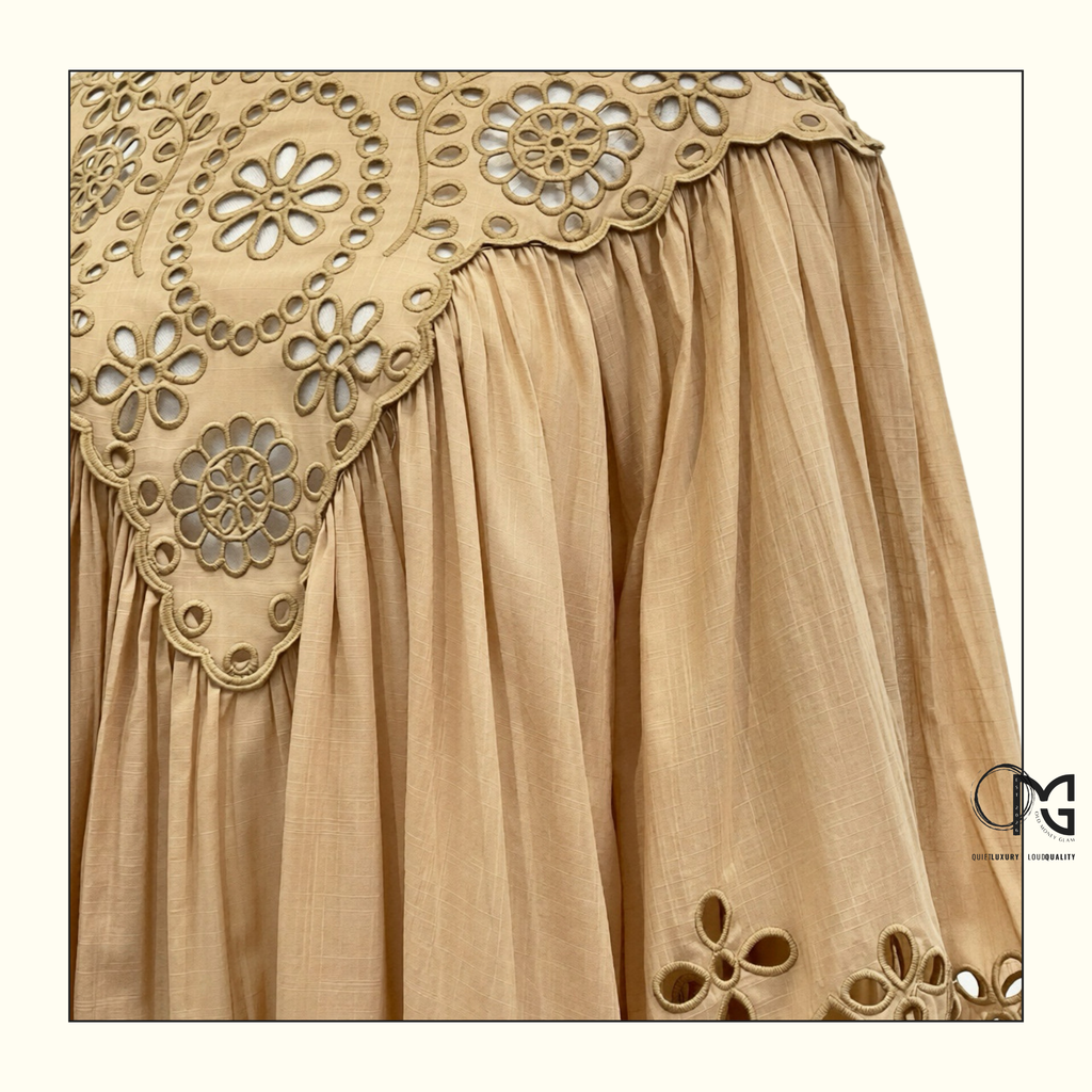 AWAKEN EMBROIDERED YOKE BLOUSE & KICK FLARE