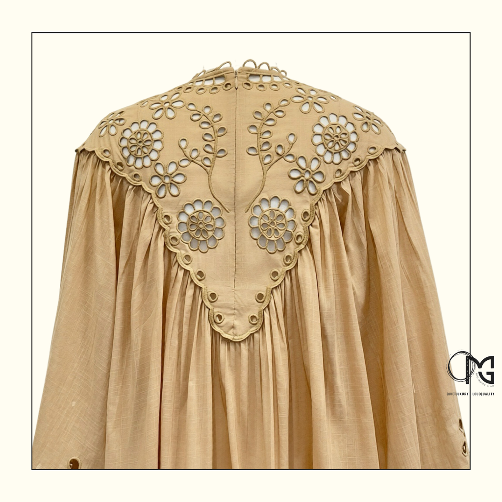 AWAKEN EMBROIDERED YOKE BLOUSE & KICK FLARE