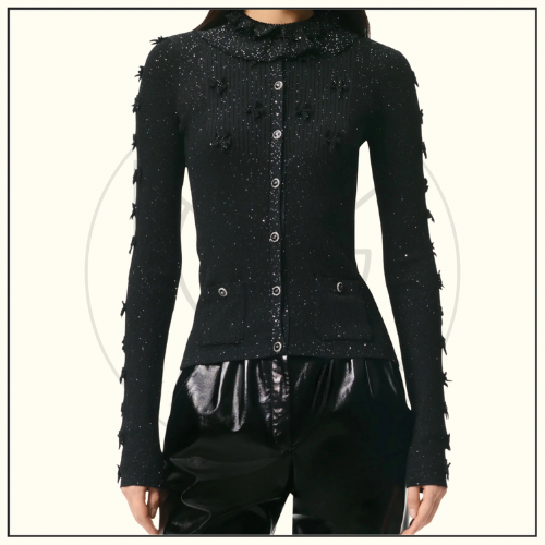 GLITTERED FITTED CARDIGAN