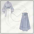 REBELLION DENIM WRAP TOP & MIDI SKIRT