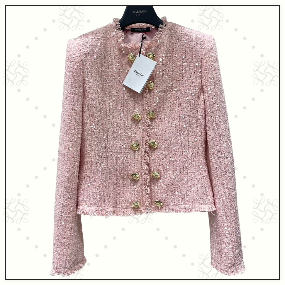SEQUIN EMBELLISHED TWEED JACKET & MINI SKIRT