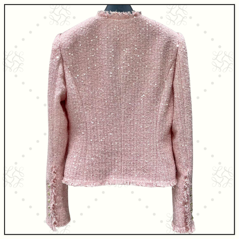 SEQUIN EMBELLISHED TWEED JACKET & MINI SKIRT