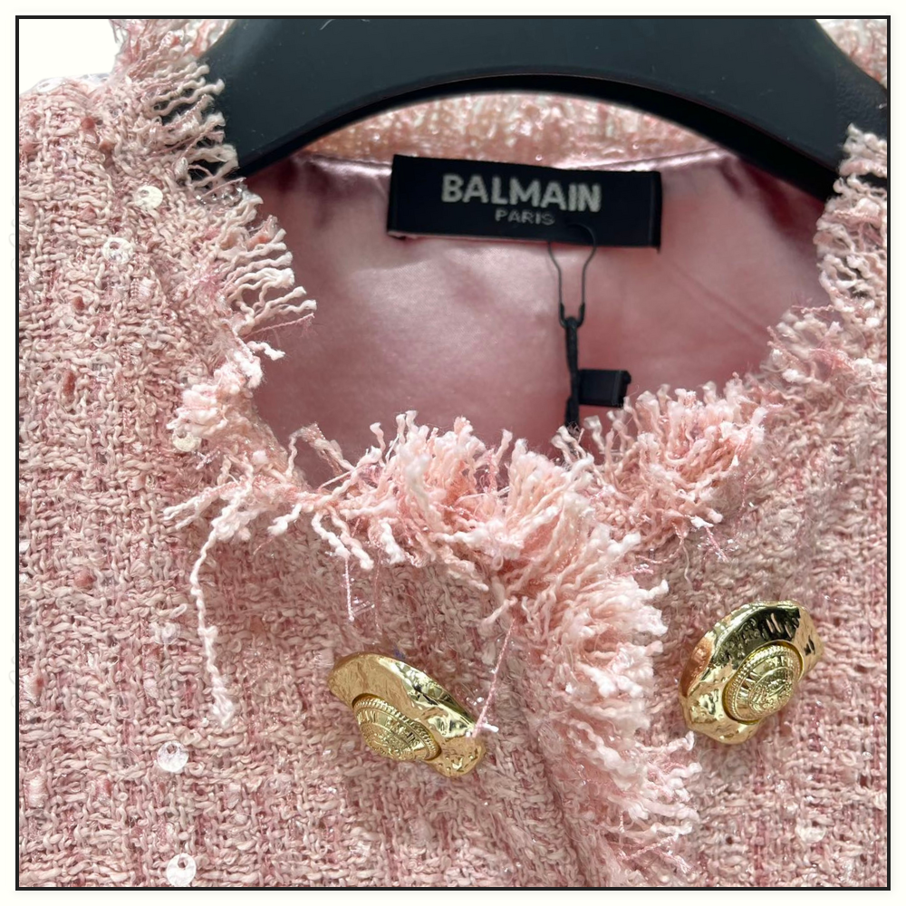 SEQUIN EMBELLISHED TWEED JACKET & MINI SKIRT