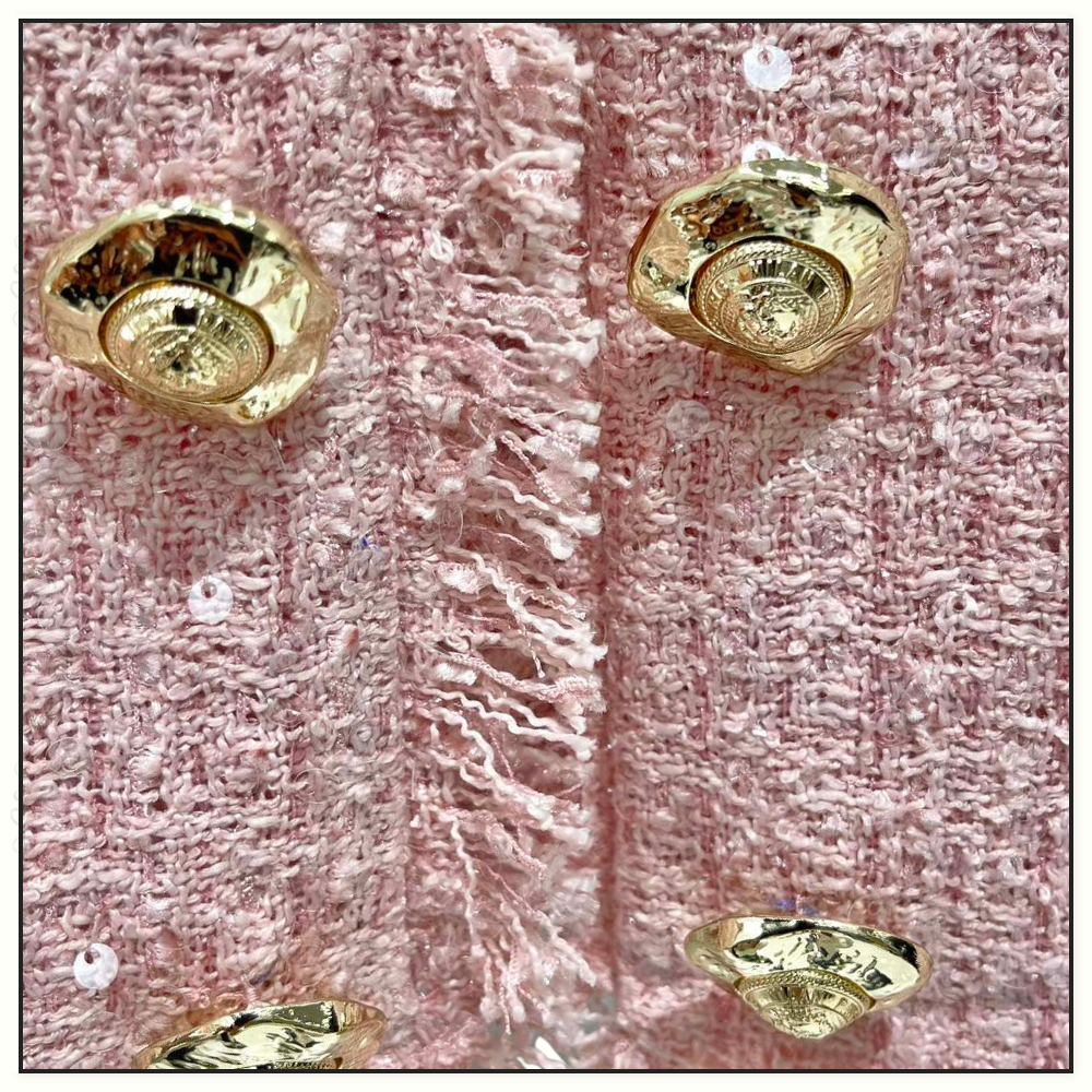 SEQUIN EMBELLISHED TWEED JACKET & MINI SKIRT