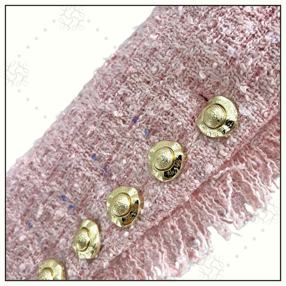 SEQUIN EMBELLISHED TWEED JACKET & MINI SKIRT