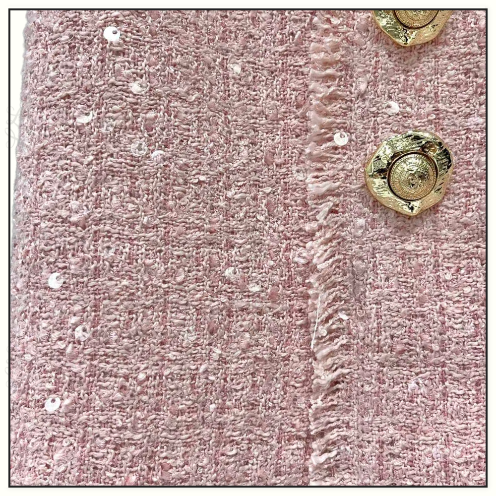 SEQUIN EMBELLISHED TWEED JACKET & MINI SKIRT