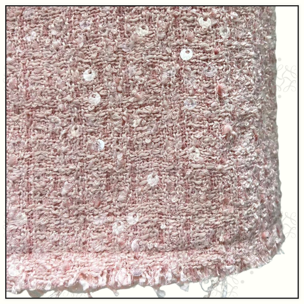 SEQUIN EMBELLISHED TWEED JACKET & MINI SKIRT