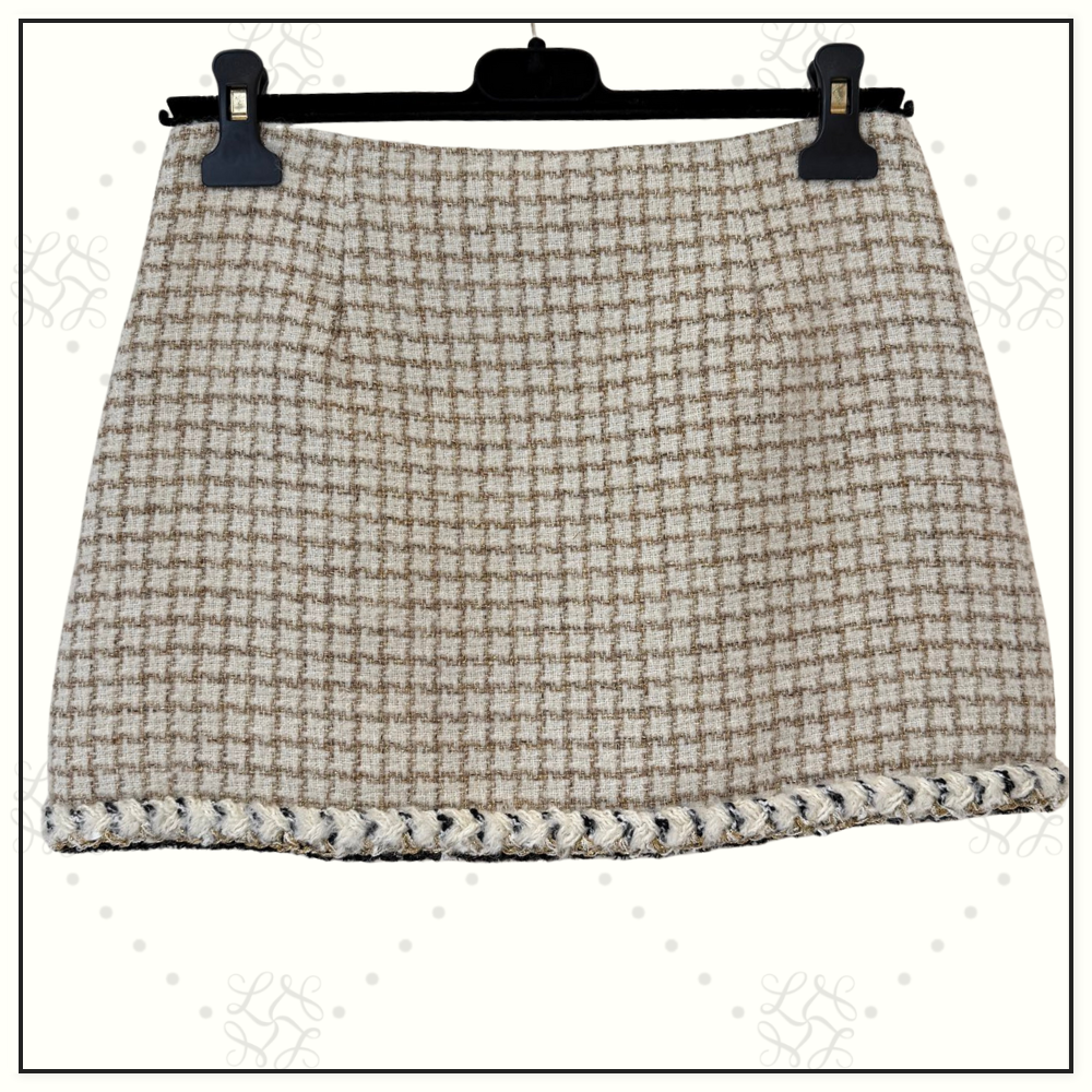 WOOL & MOHAIR TWEED VEST & MINI SKIRT & PENCIL SKIRT