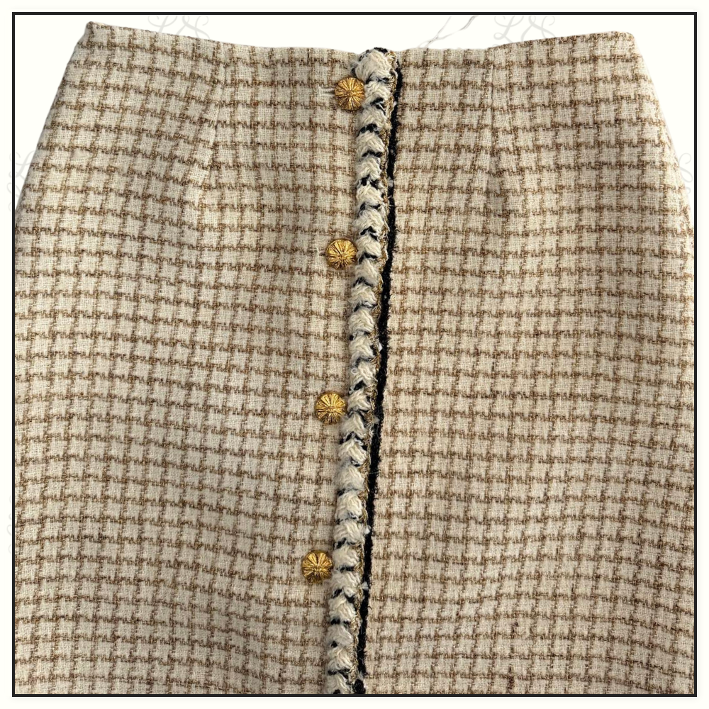 WOOL & MOHAIR TWEED VEST & MINI SKIRT & PENCIL SKIRT