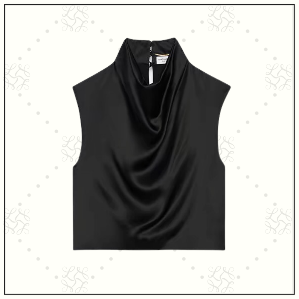 SATIN CROW NECK CROP & PENCIL SKIRT