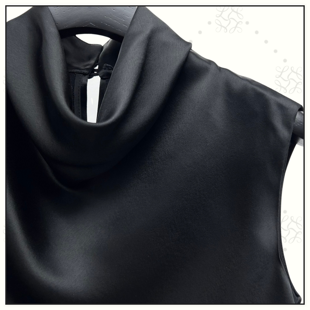 SATIN CROW NECK CROP & PENCIL SKIRT