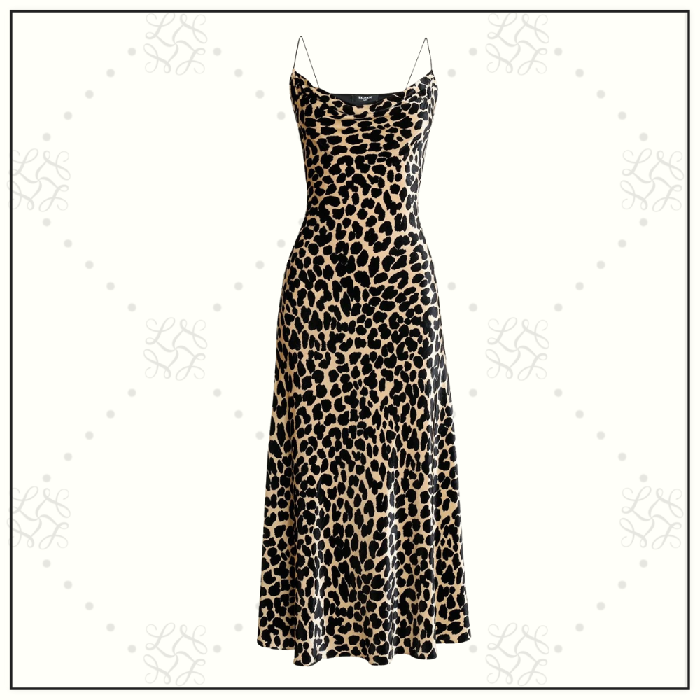 LEOPARD PRINT VELVET MIDI DRESS