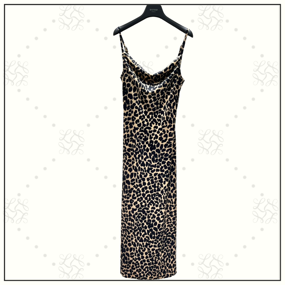 LEOPARD PRINT VELVET MIDI DRESS