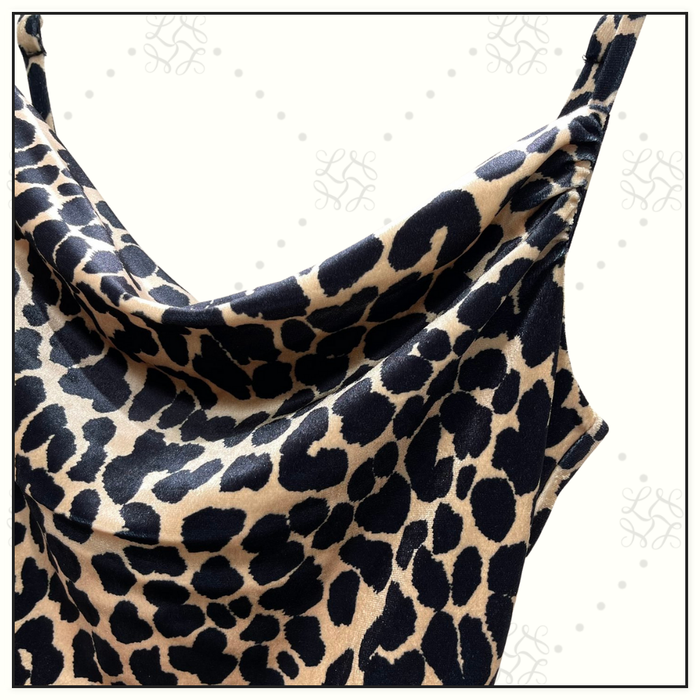 LEOPARD PRINT VELVET MIDI DRESS