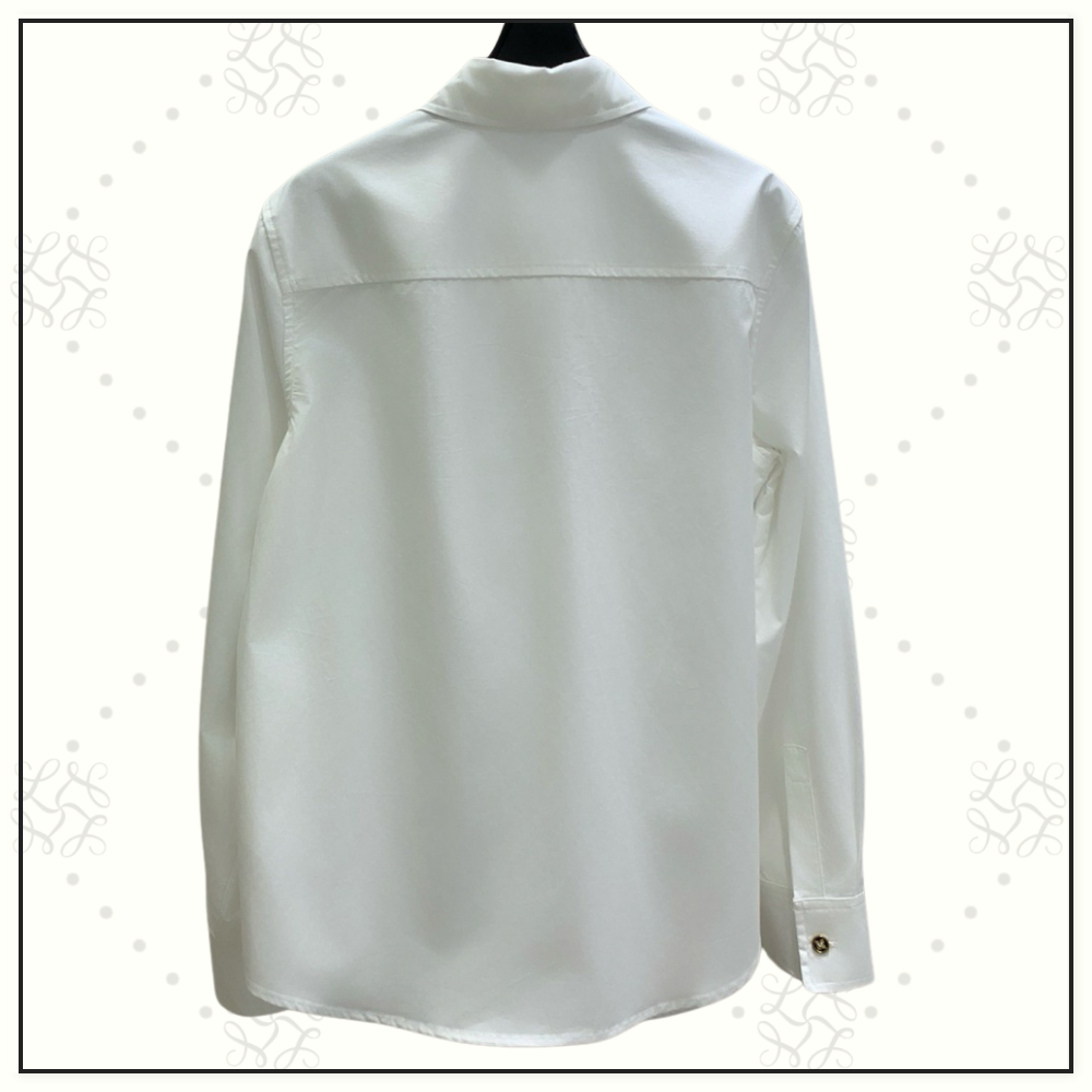 COTTON POPLIN MONOGRAM BUTTON SHIRT
