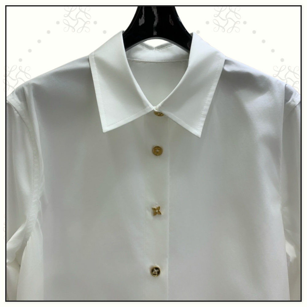 COTTON POPLIN MONOGRAM BUTTON SHIRT