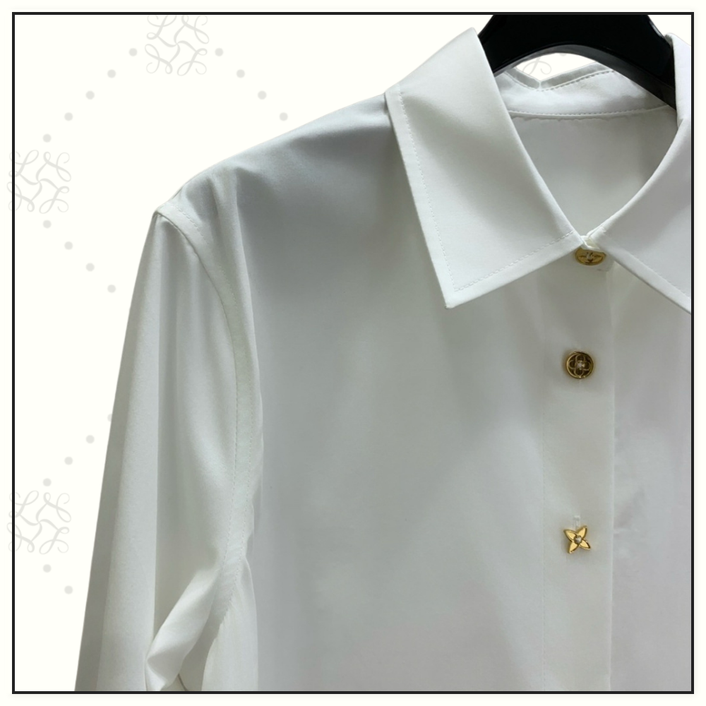 COTTON POPLIN MONOGRAM BUTTON SHIRT