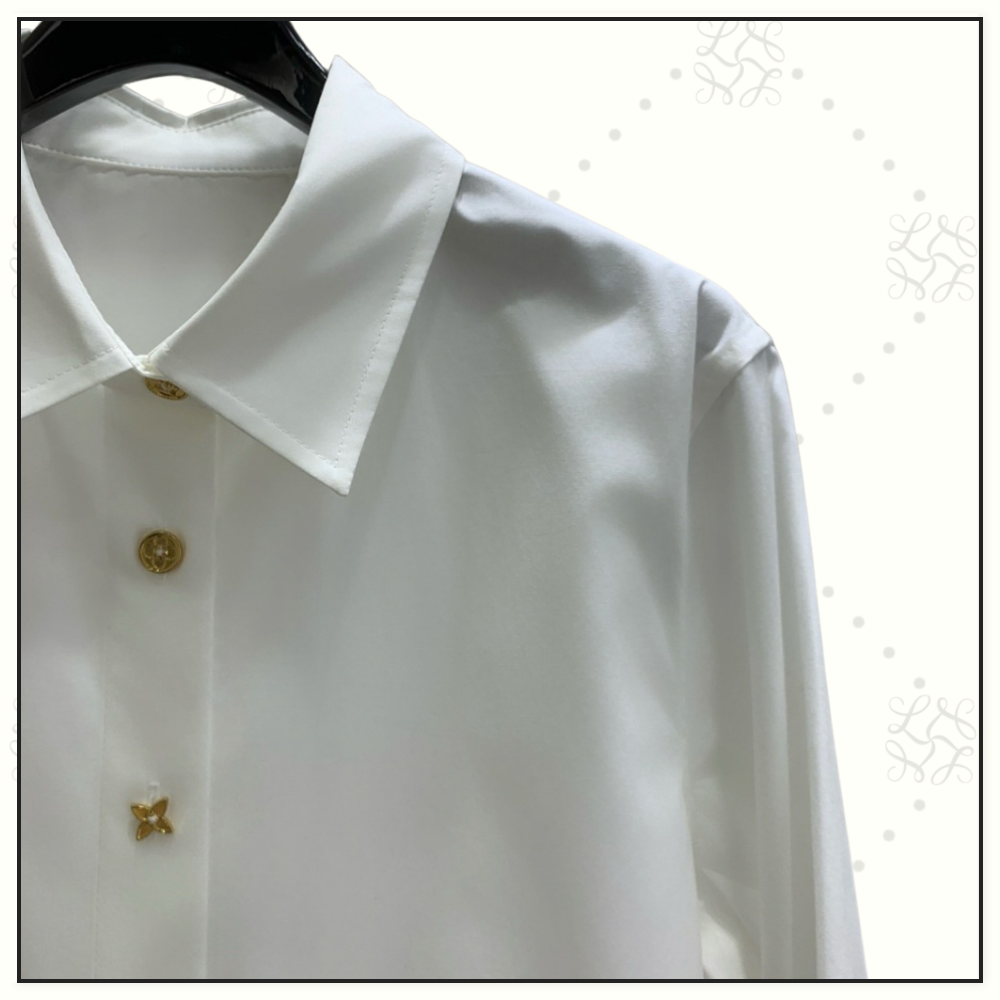 COTTON POPLIN MONOGRAM BUTTON SHIRT