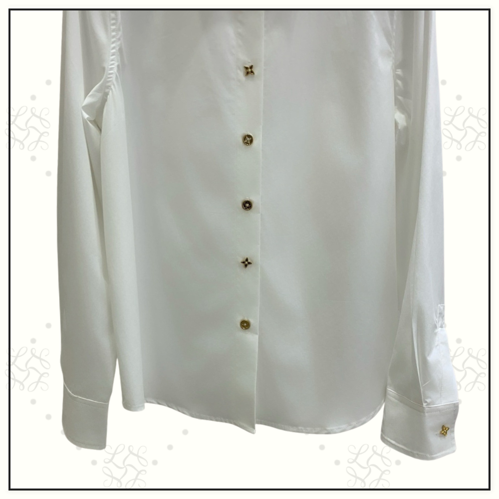 COTTON POPLIN MONOGRAM BUTTON SHIRT