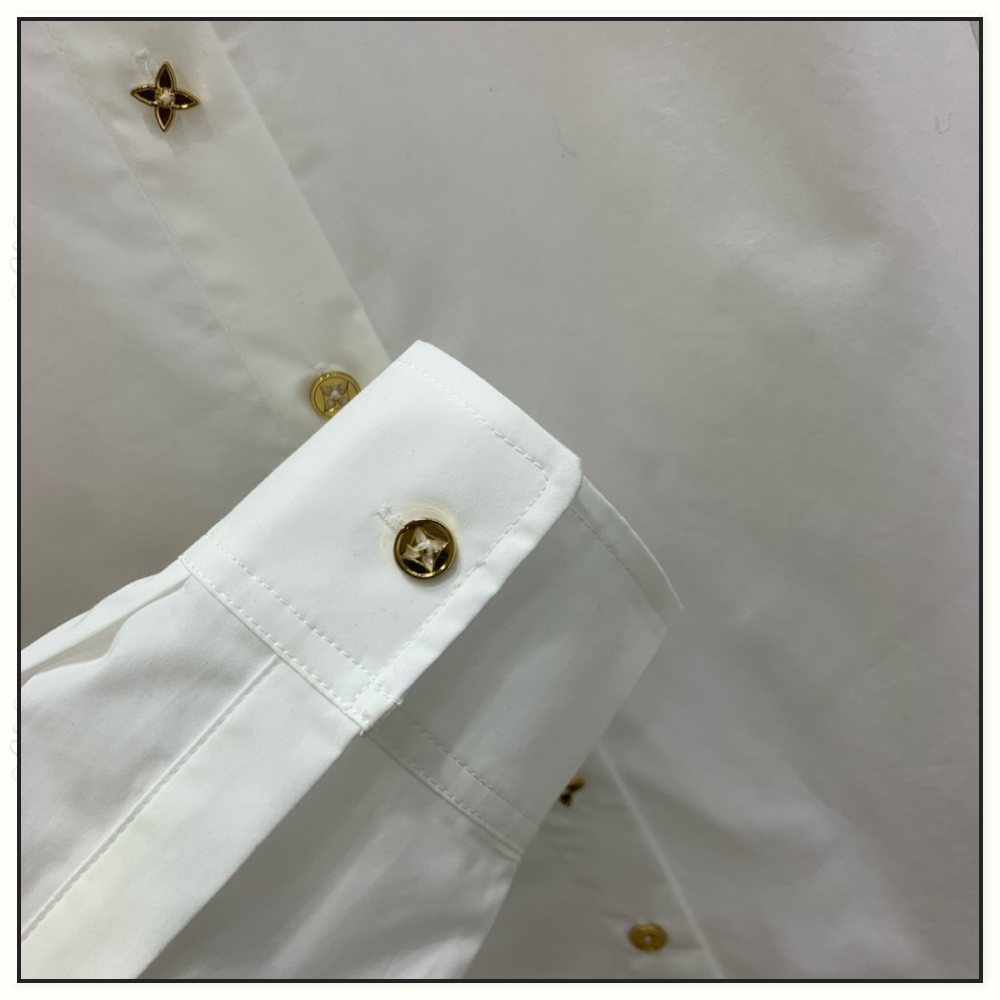 COTTON POPLIN MONOGRAM BUTTON SHIRT