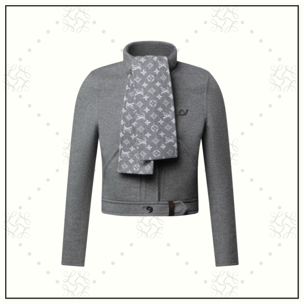 WOOL SCARF COLLAR JACKET & MINI SKIRT