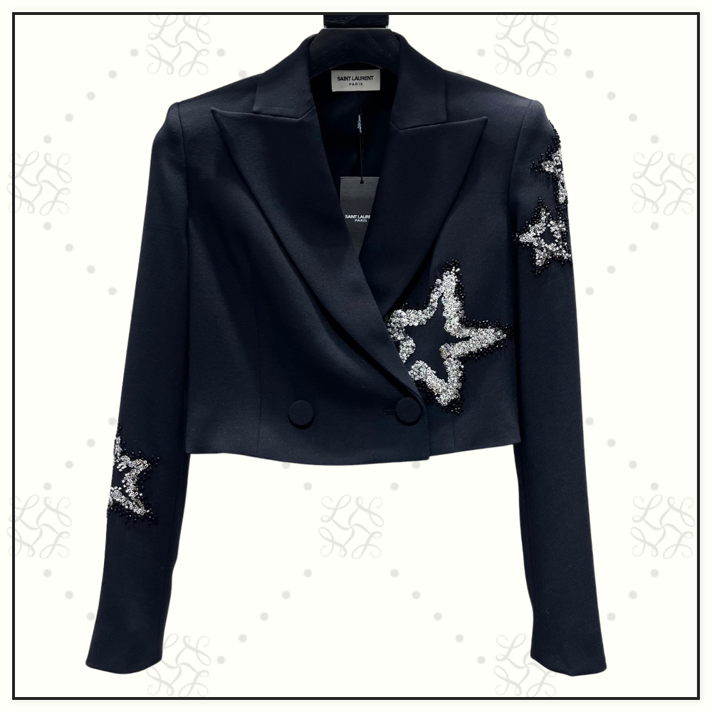 SEQUIN STAR EMBELLISHMENTS CROPPED BLAZER & SHORT