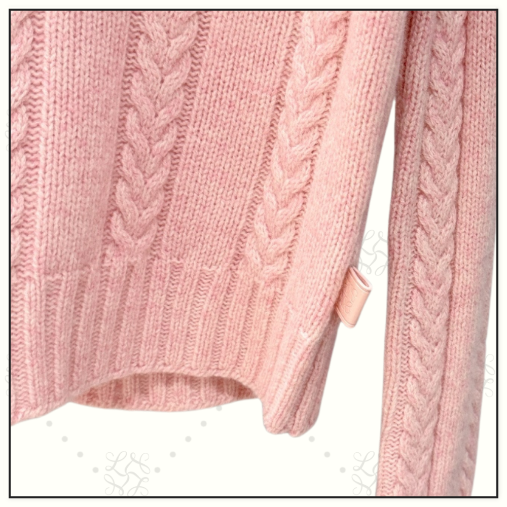 CABLE KNIT WOOL MOULINE SWEATER